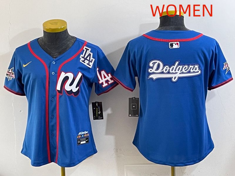 Women 2025 Los Angeles Dodgers Blank Blue All star Nike MLB Jersey style 08